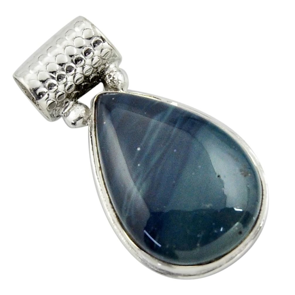 925 sterling silver 17.42cts natural blue swedish slag pendant jewelry r41704