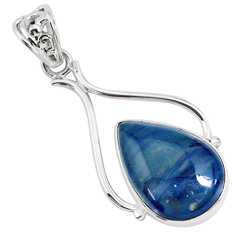925 sterling silver 14.12cts natural blue swedish slag pendant jewelry r94525