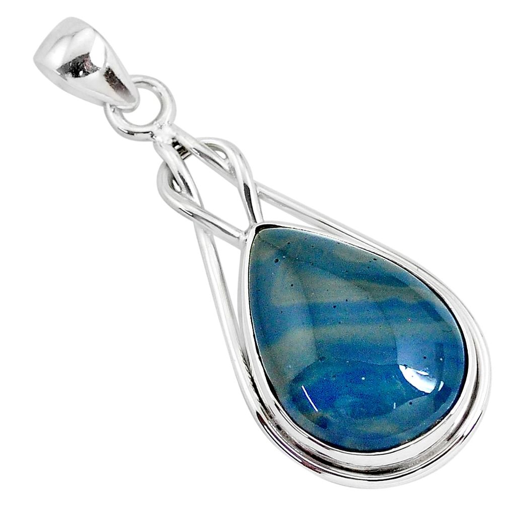 925 sterling silver 13.67cts natural blue swedish slag pendant jewelry r94529