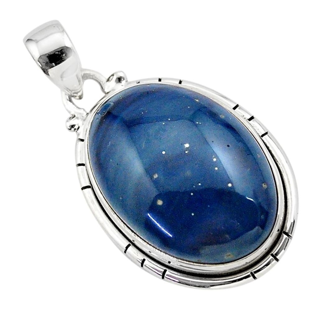 925 sterling silver 17.73cts natural blue swedish slag pendant jewelry t38770