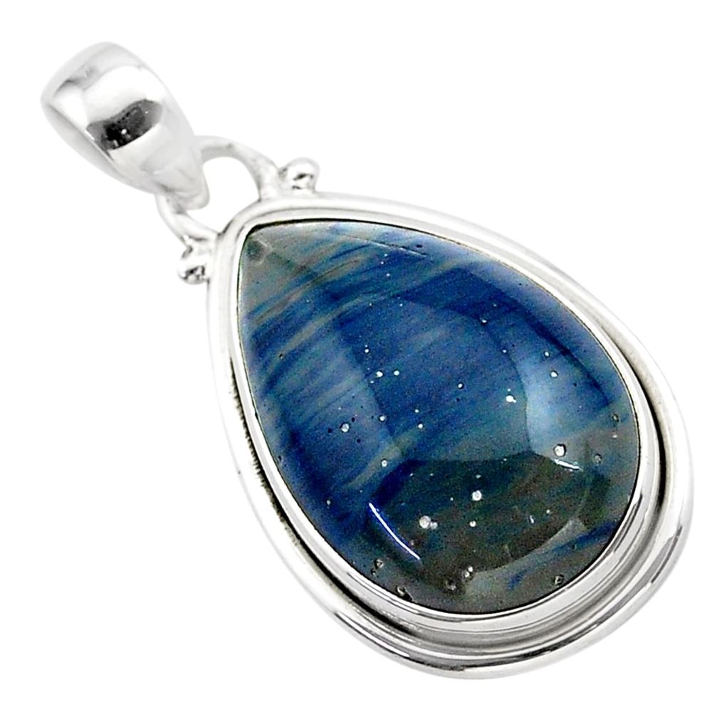 925 sterling silver 16.68cts natural blue swedish slag pendant jewelry t38776