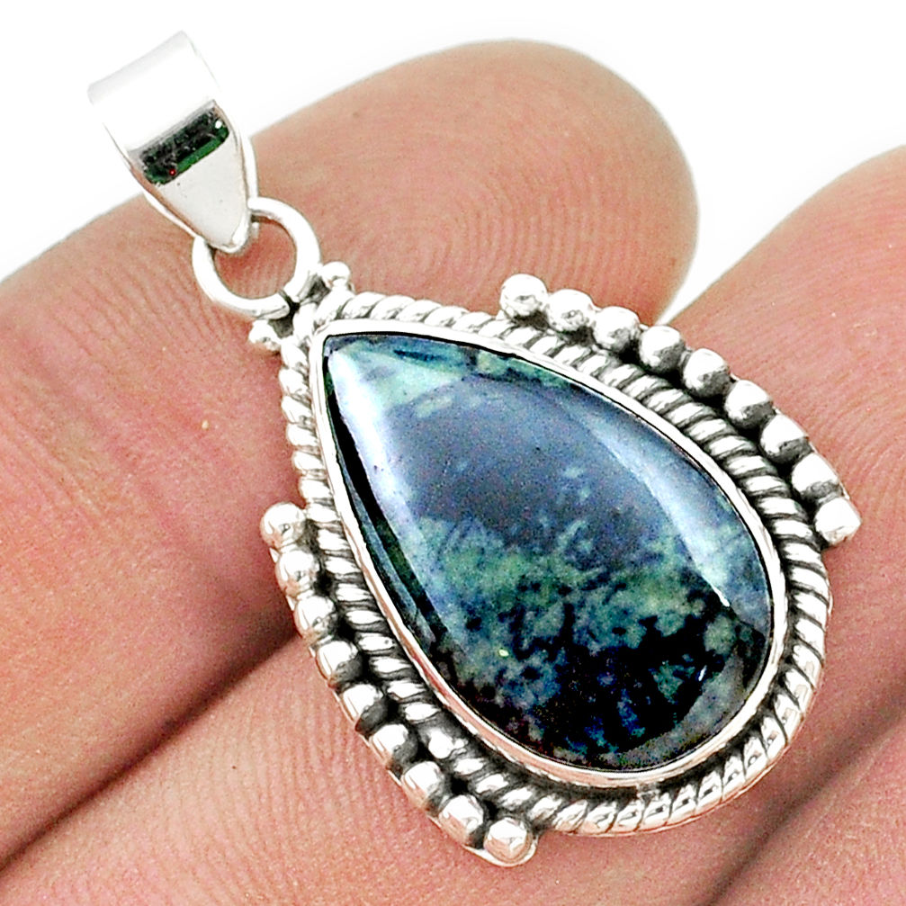 925 sterling silver 11.07cts natural blue swedish slag pendant jewelry u45043