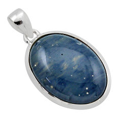 925 sterling silver 17.42cts natural blue swedish slag pendant jewelry y86832