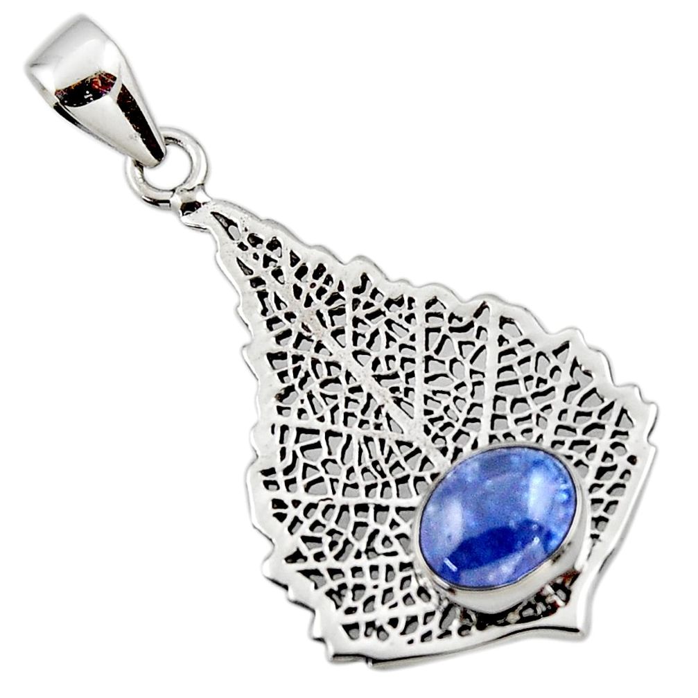 925 sterling silver 3.13cts natural blue tanzanite deltoid leaf pendant r48368