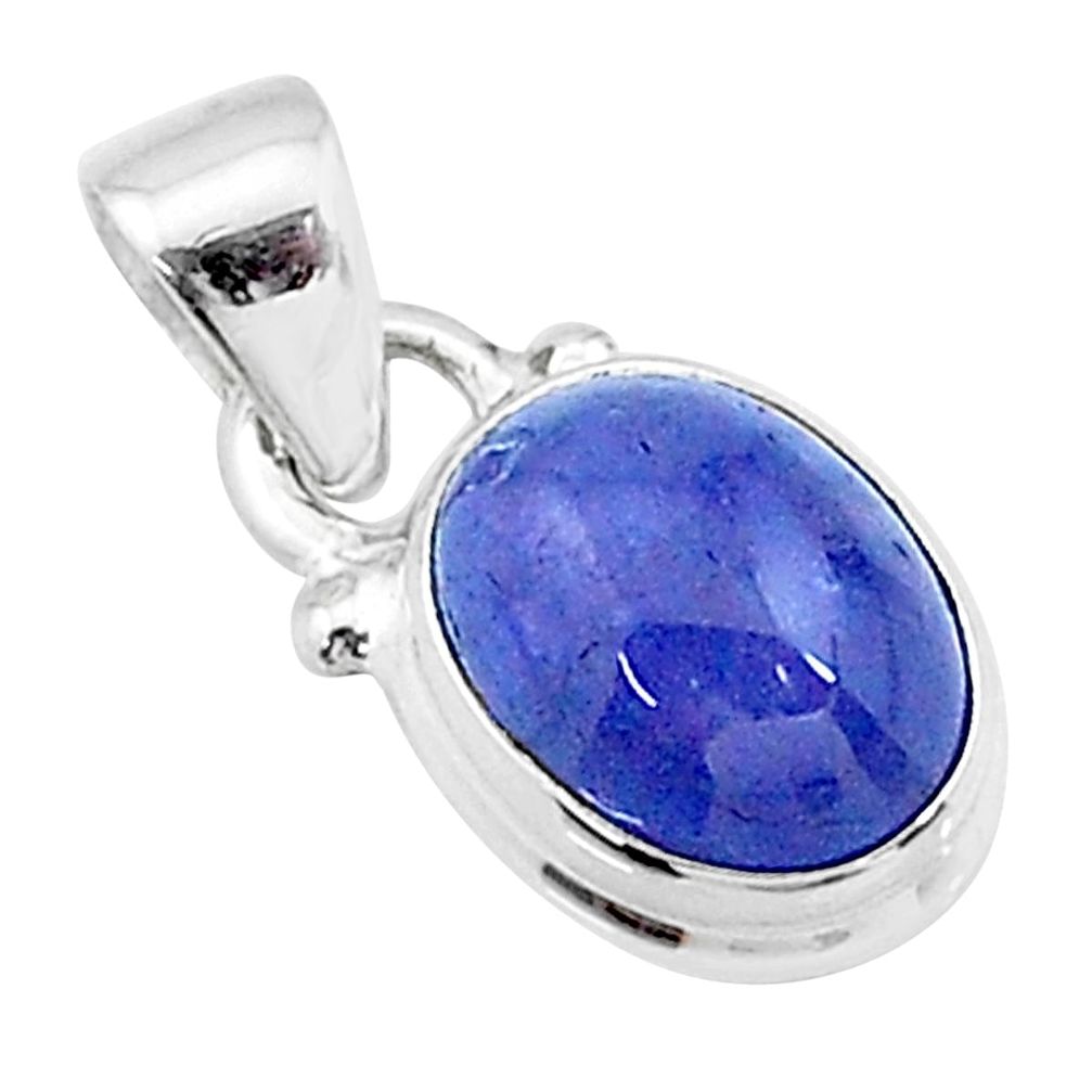 925 sterling silver 4.31cts natural blue tanzanite oval pendant jewelry t19023