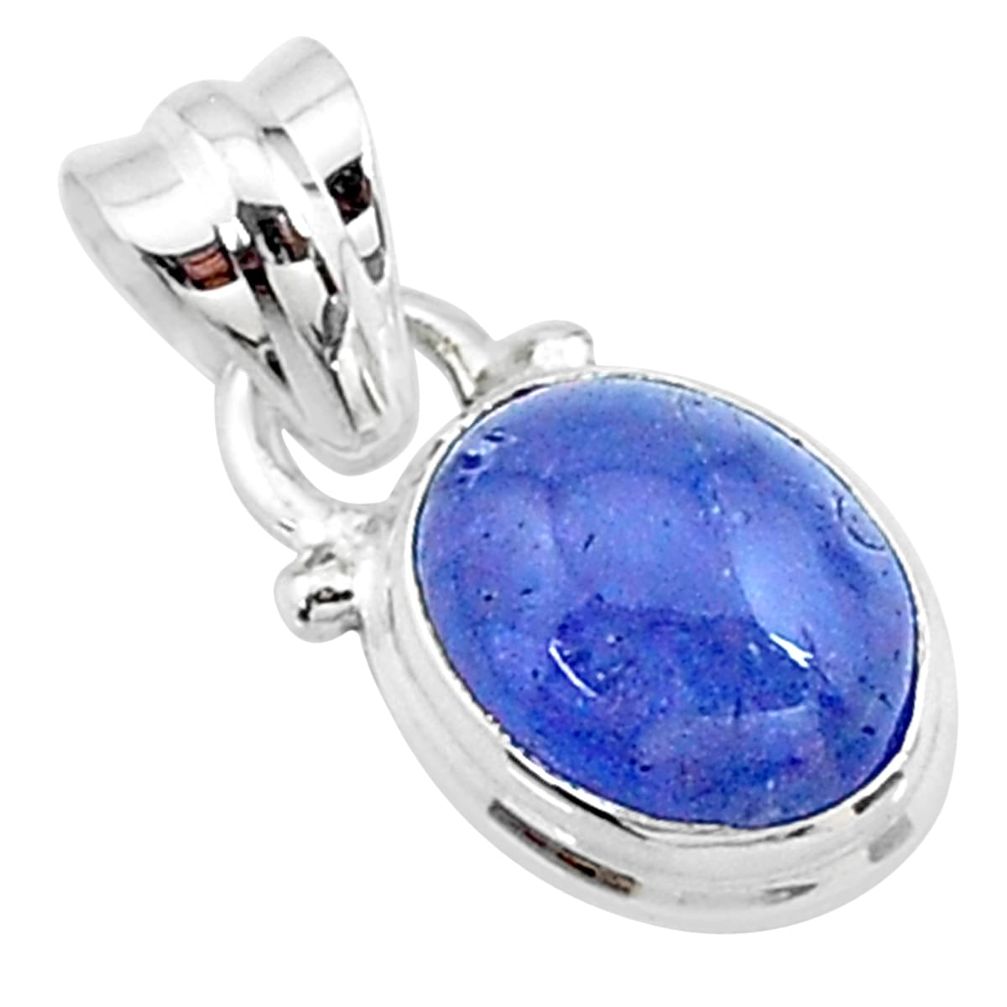 925 sterling silver 4.96cts natural blue tanzanite oval pendant jewelry t19038