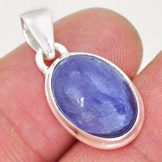 925 sterling silver 5.64cts natural blue tanzanite oval pendant jewelry y16431