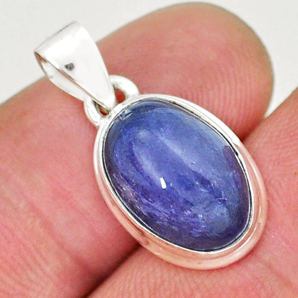 925 sterling silver 5.80cts natural blue tanzanite oval pendant jewelry y16460