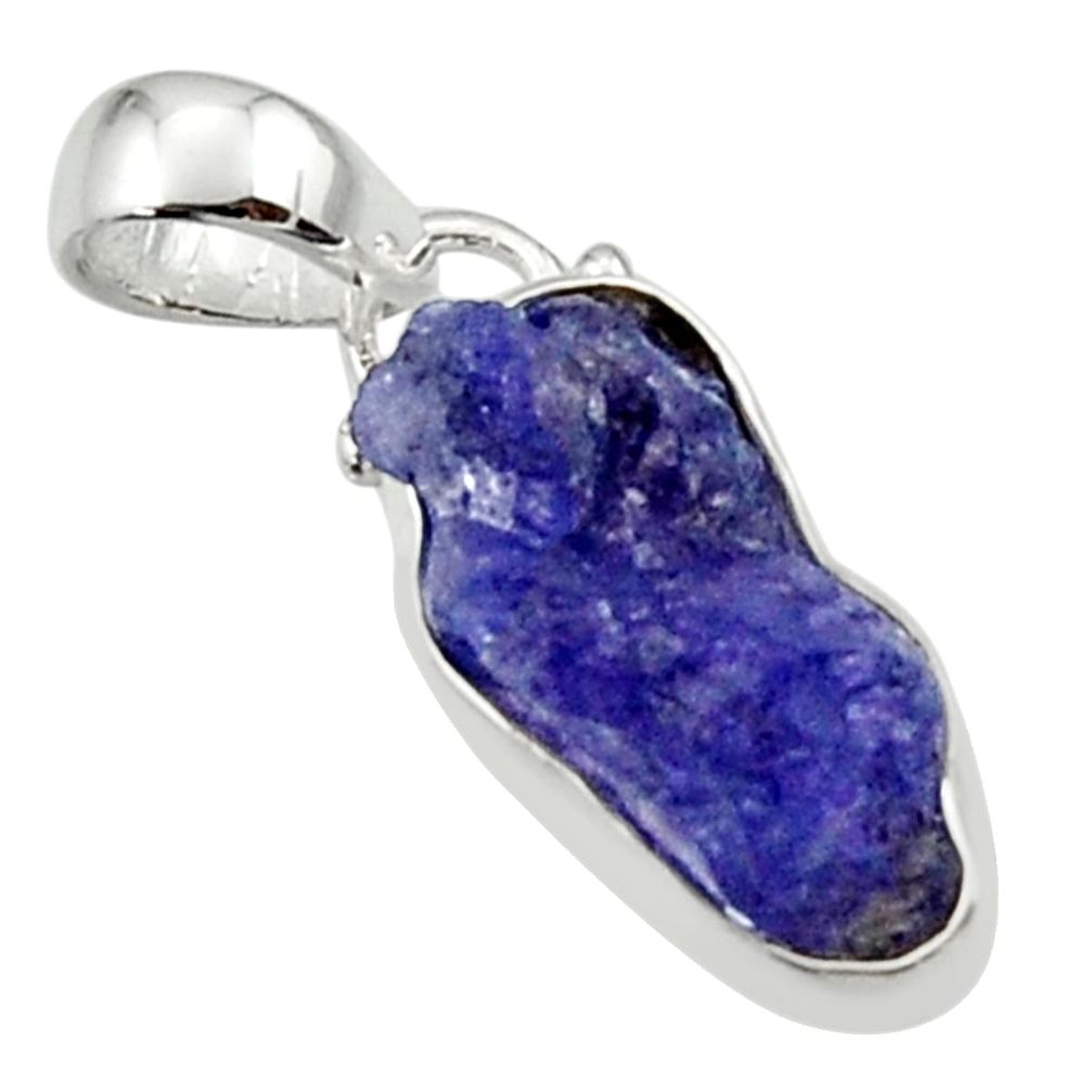 925 sterling silver 5.87cts natural blue tanzanite rough fancy pendant r29958