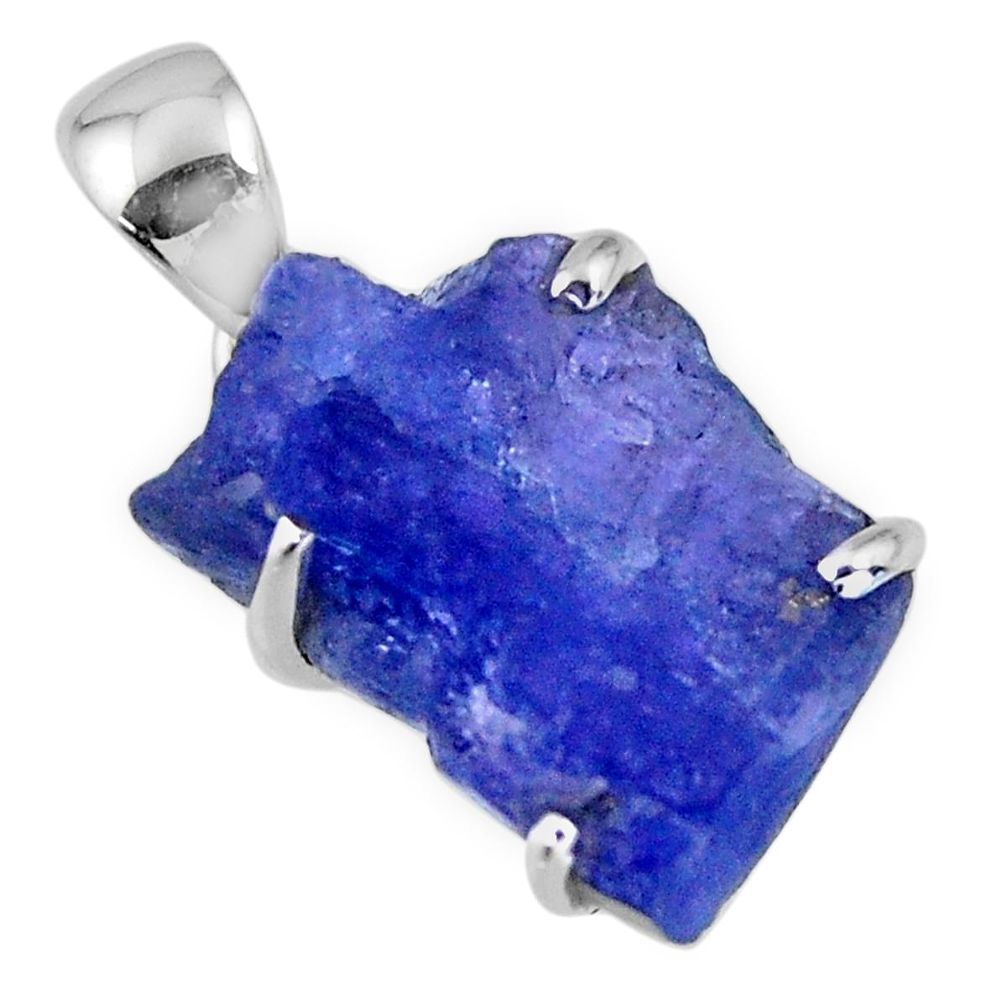 925 sterling silver 14.20cts natural blue tanzanite rough fancy pendant r56684