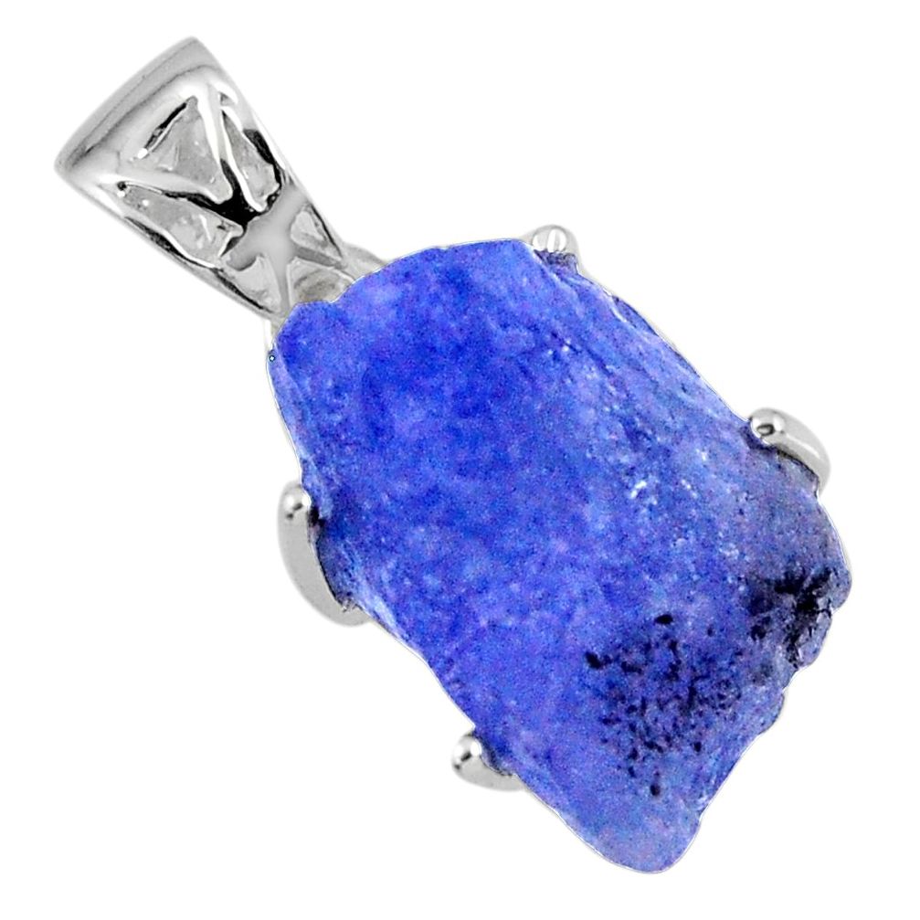 925 sterling silver 15.26cts natural blue tanzanite rough fancy pendant r56687