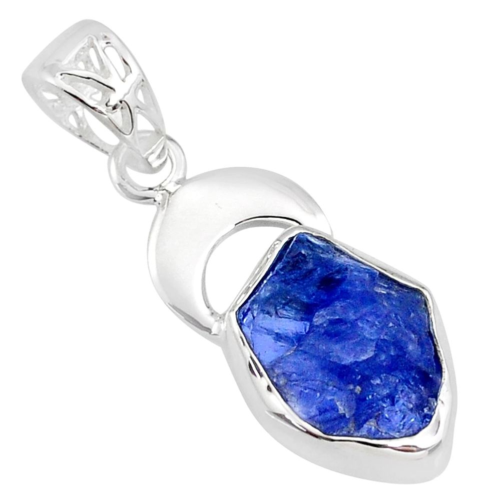 925 sterling silver 7.04cts natural blue tanzanite raw fancy pendant r80884