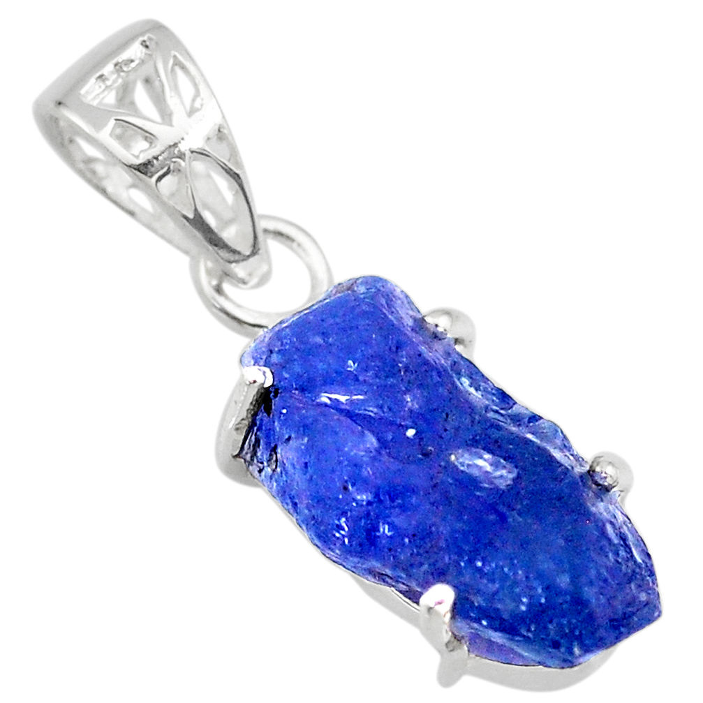 925 sterling silver 11.62cts natural blue tanzanite raw fancy pendant r82953