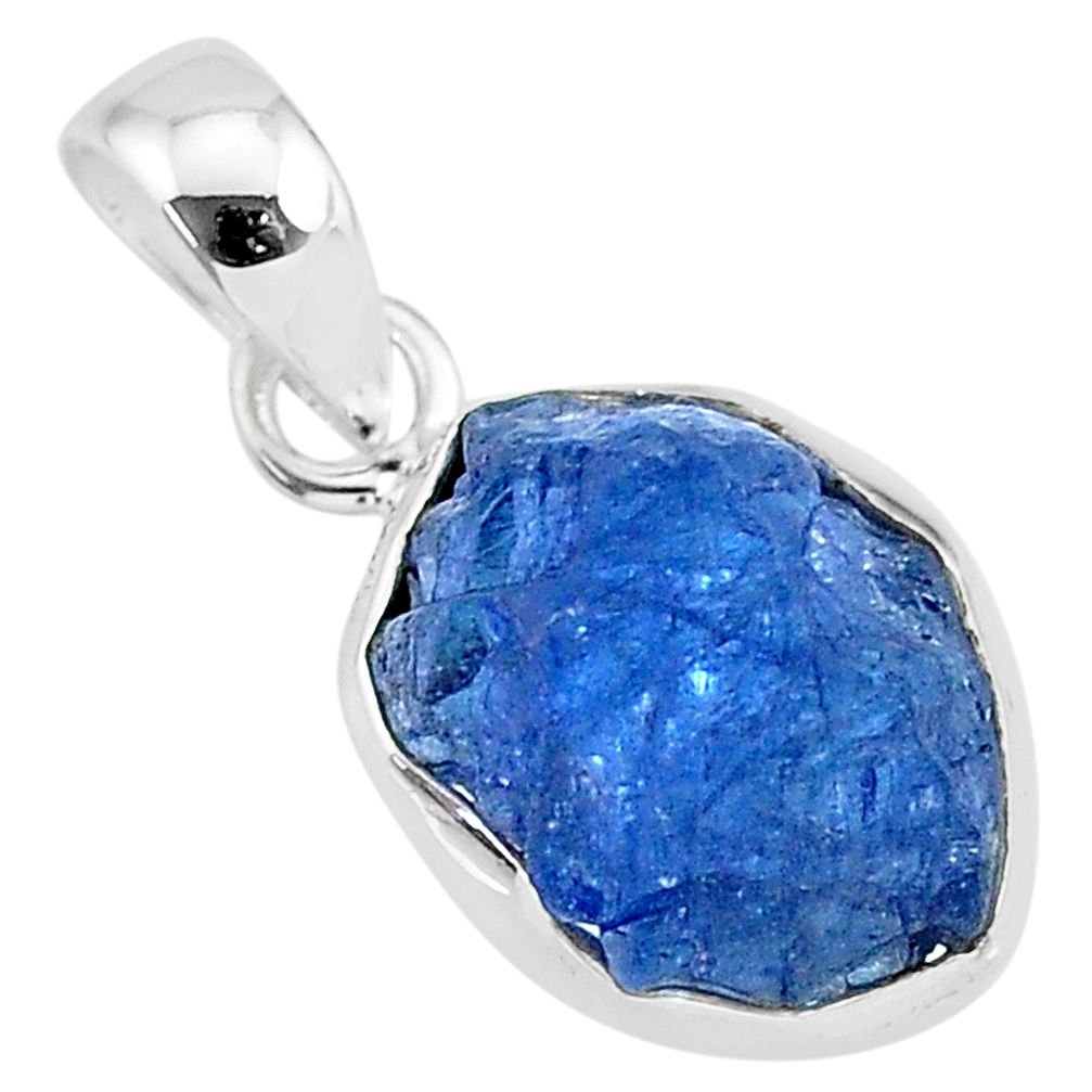 925 sterling silver 7.24cts natural blue tanzanite raw fancy pendant r91694