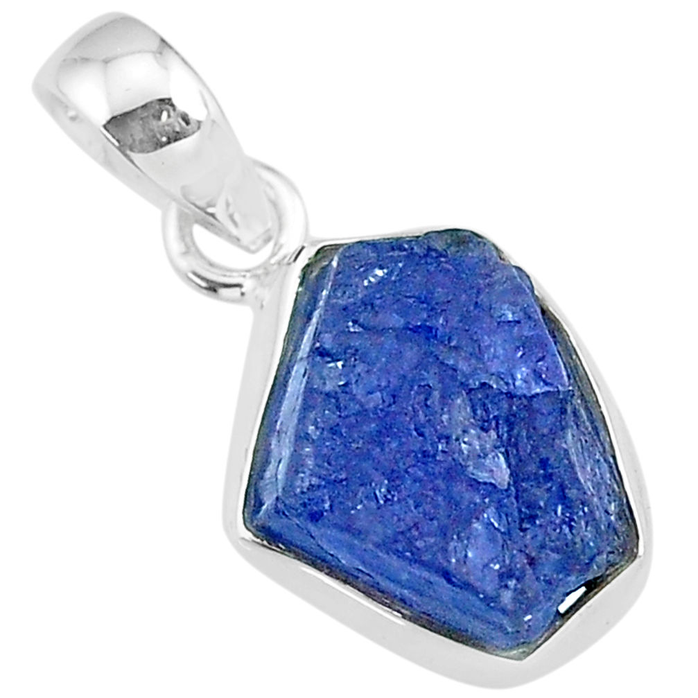 925 sterling silver 7.13cts natural blue tanzanite raw fancy pendant r91710