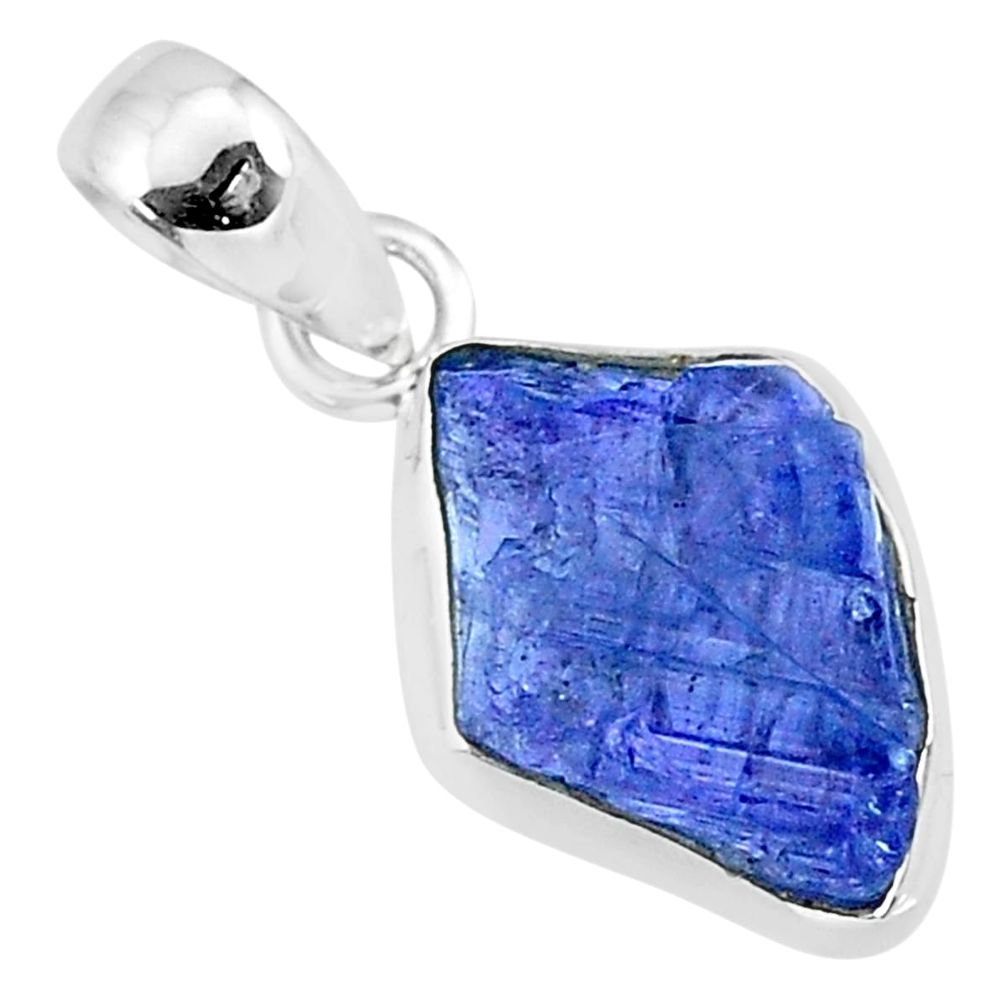 925 sterling silver 6.09cts natural blue tanzanite raw fancy pendant r91718