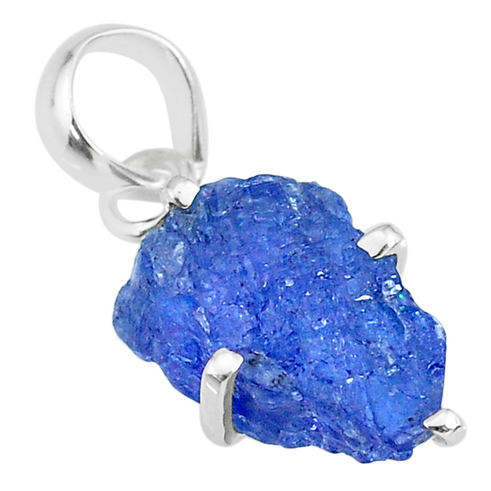 925 sterling silver 6.67cts natural blue tanzanite raw fancy pendant r91731