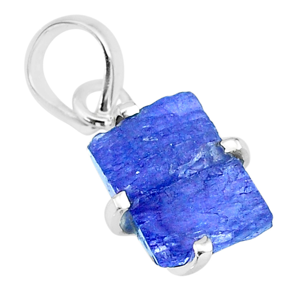 925 sterling silver 5.59cts natural blue tanzanite raw fancy pendant r91738