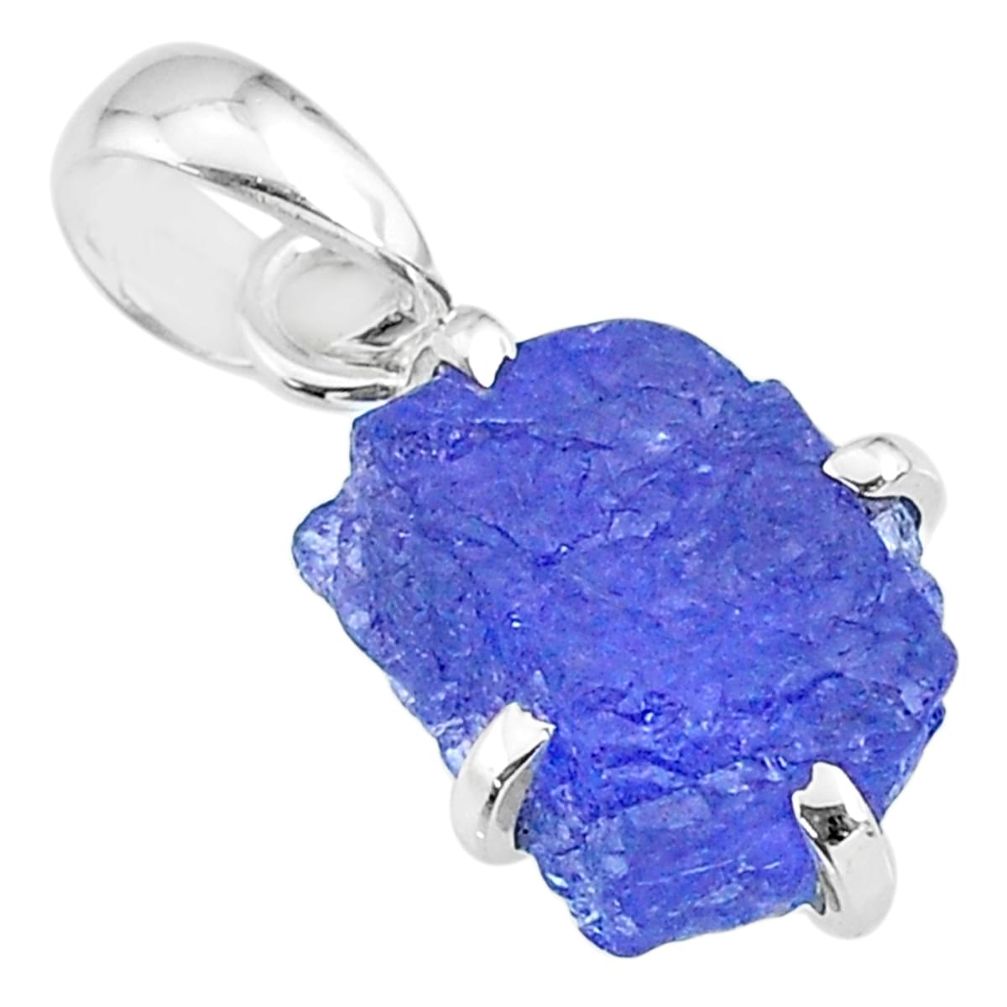 925 sterling silver 6.10cts natural blue tanzanite raw fancy pendant r91743