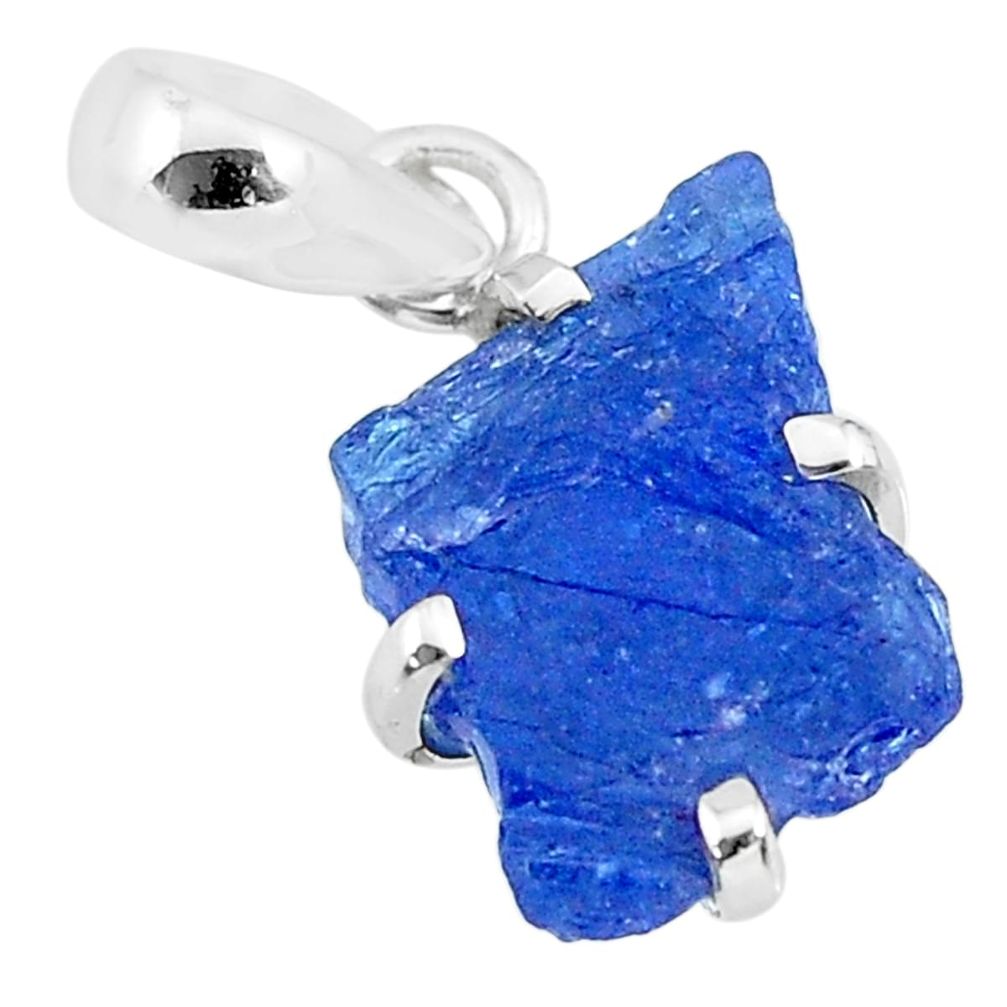925 sterling silver 7.10cts natural blue tanzanite raw fancy pendant r91751