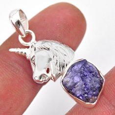 925 sterling silver 6.02cts natural blue tanzanite rough horse pendant y42153