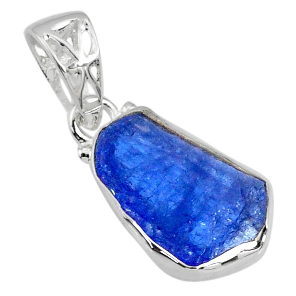 925 sterling silver 8.35cts natural blue tanzanite raw pendant jewelry r80715