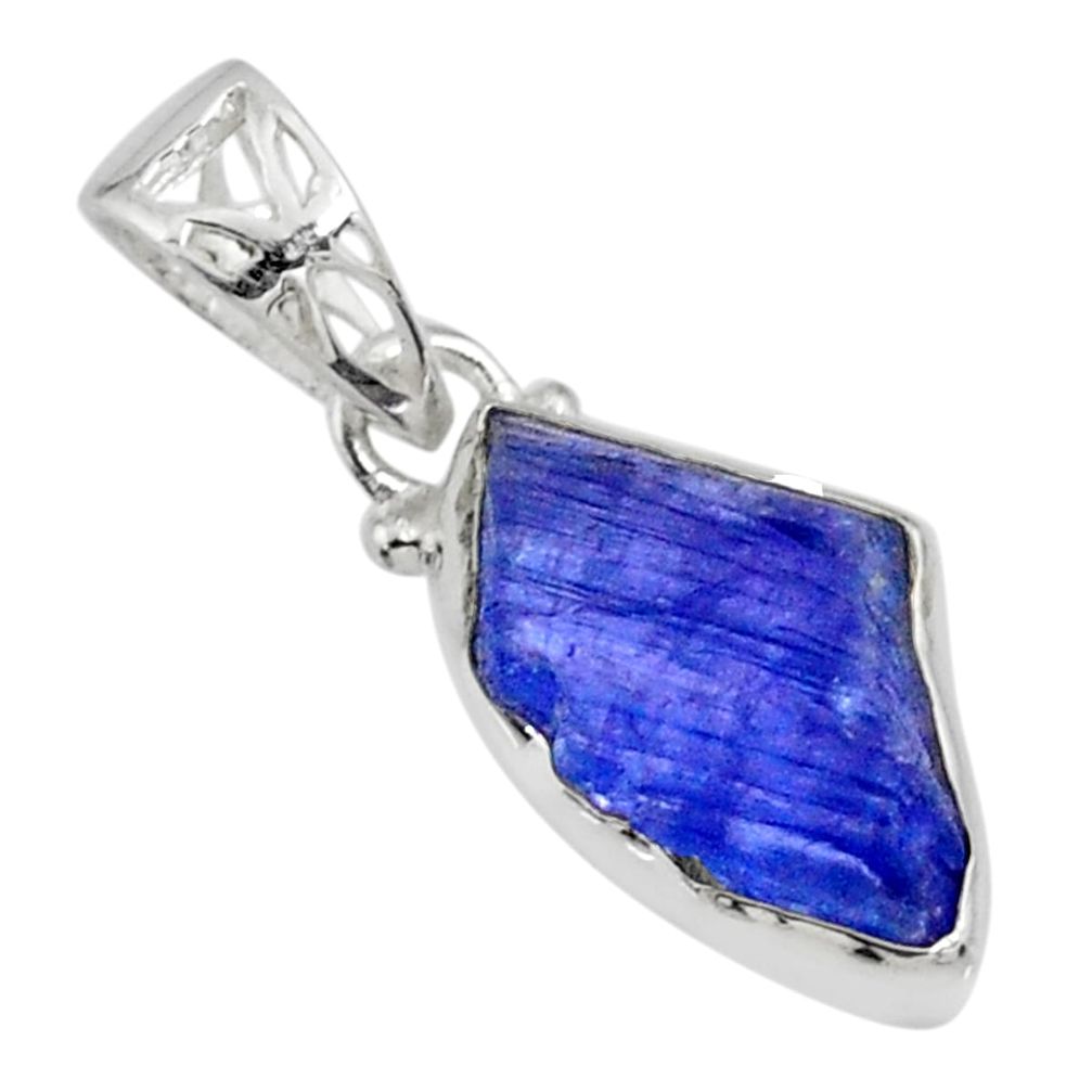 925 sterling silver 7.82cts natural blue tanzanite raw pendant jewelry r80719