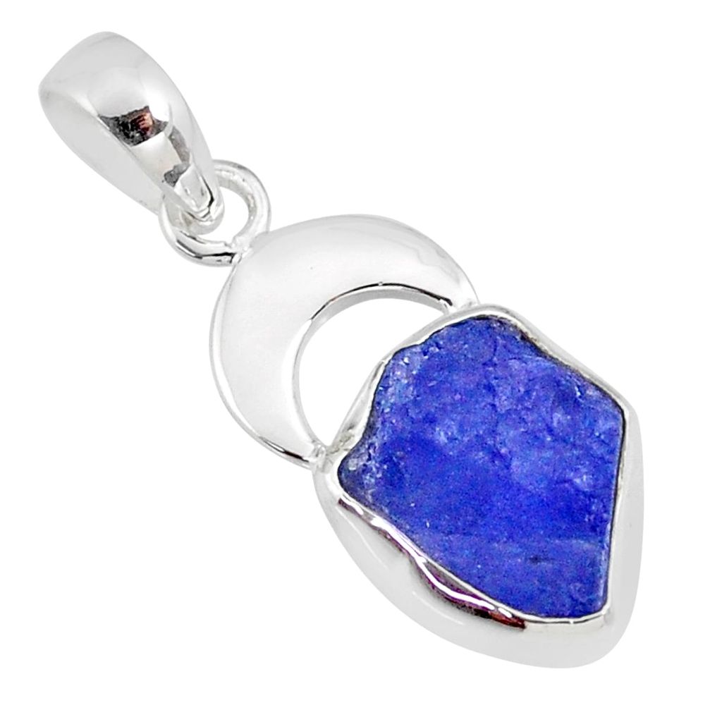 925 sterling silver 6.55cts natural blue tanzanite raw pendant jewelry r80895