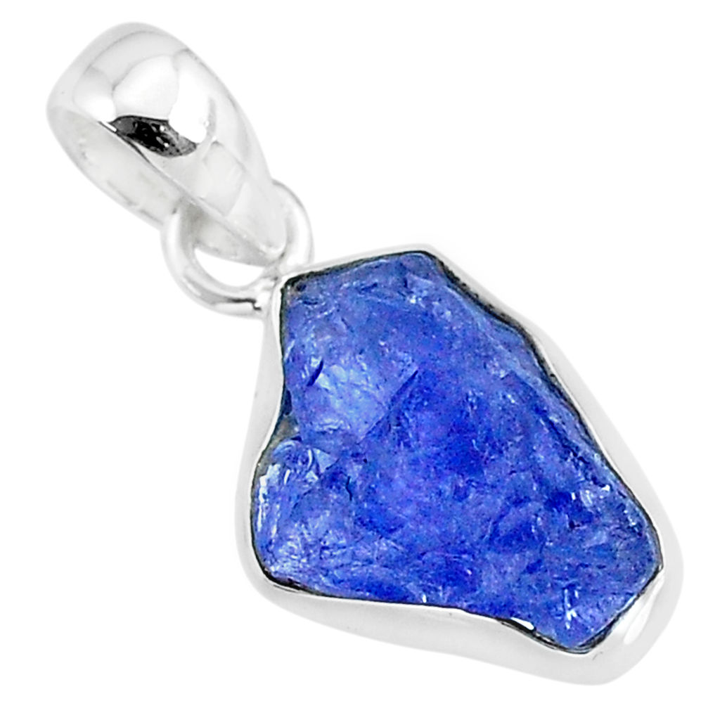 925 sterling silver 6.20cts natural blue tanzanite raw pendant jewelry r91700