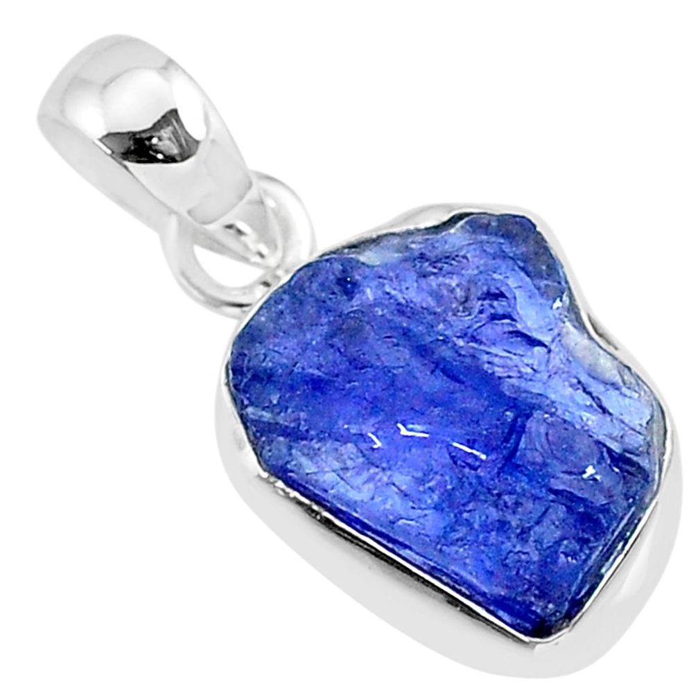 925 sterling silver 6.78cts natural blue tanzanite raw pendant jewelry r91720