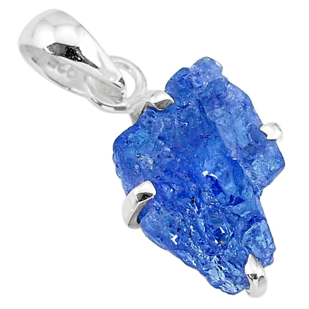 925 sterling silver 7.26cts natural blue tanzanite raw pendant jewelry r91756