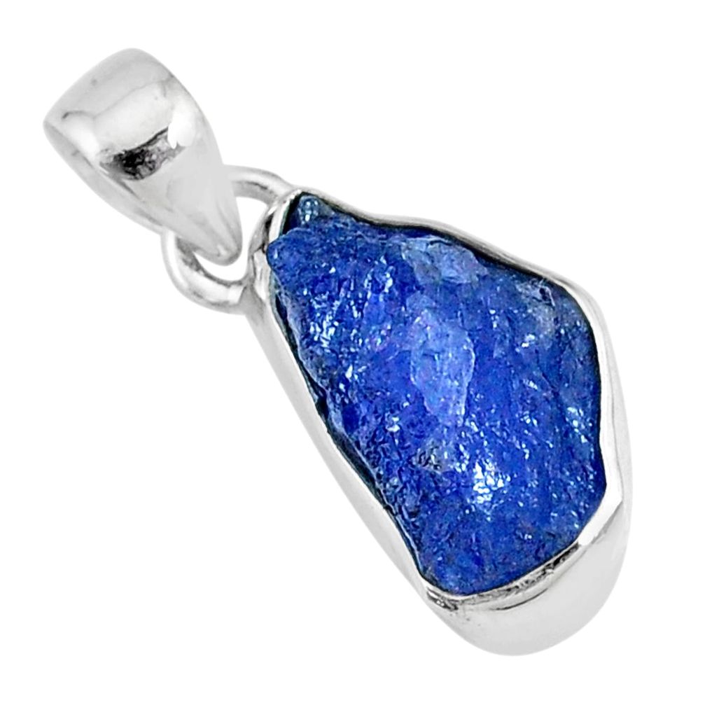 925 sterling silver 8.86cts natural blue tanzanite rough raw pendant r74043