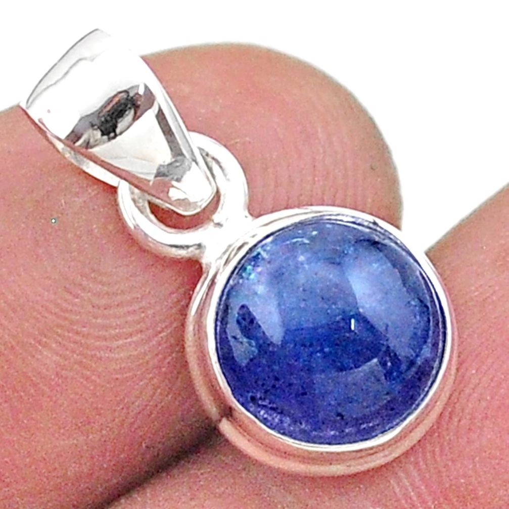 925 sterling silver 5.07cts natural blue tanzanite round pendant jewelry t44688