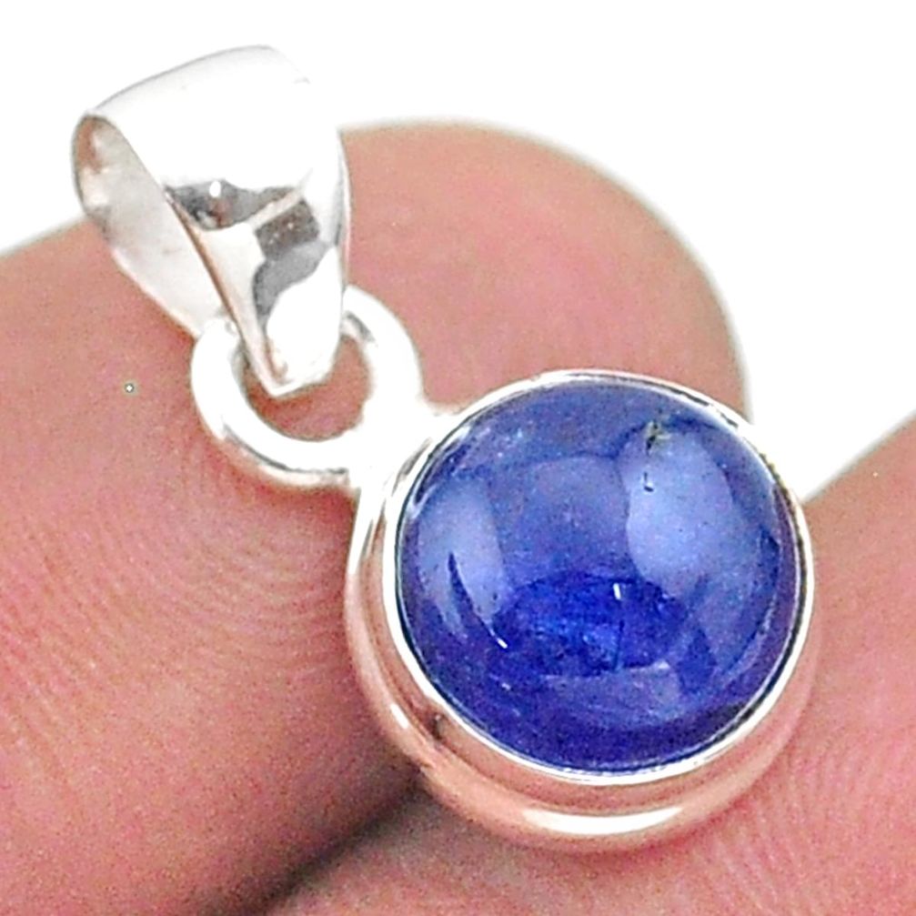 925 sterling silver 5.49cts natural blue tanzanite round pendant jewelry t44692