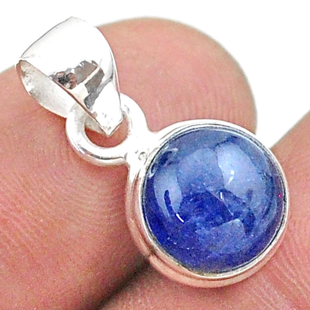 925 sterling silver 5.09cts natural blue tanzanite round pendant jewelry t44700