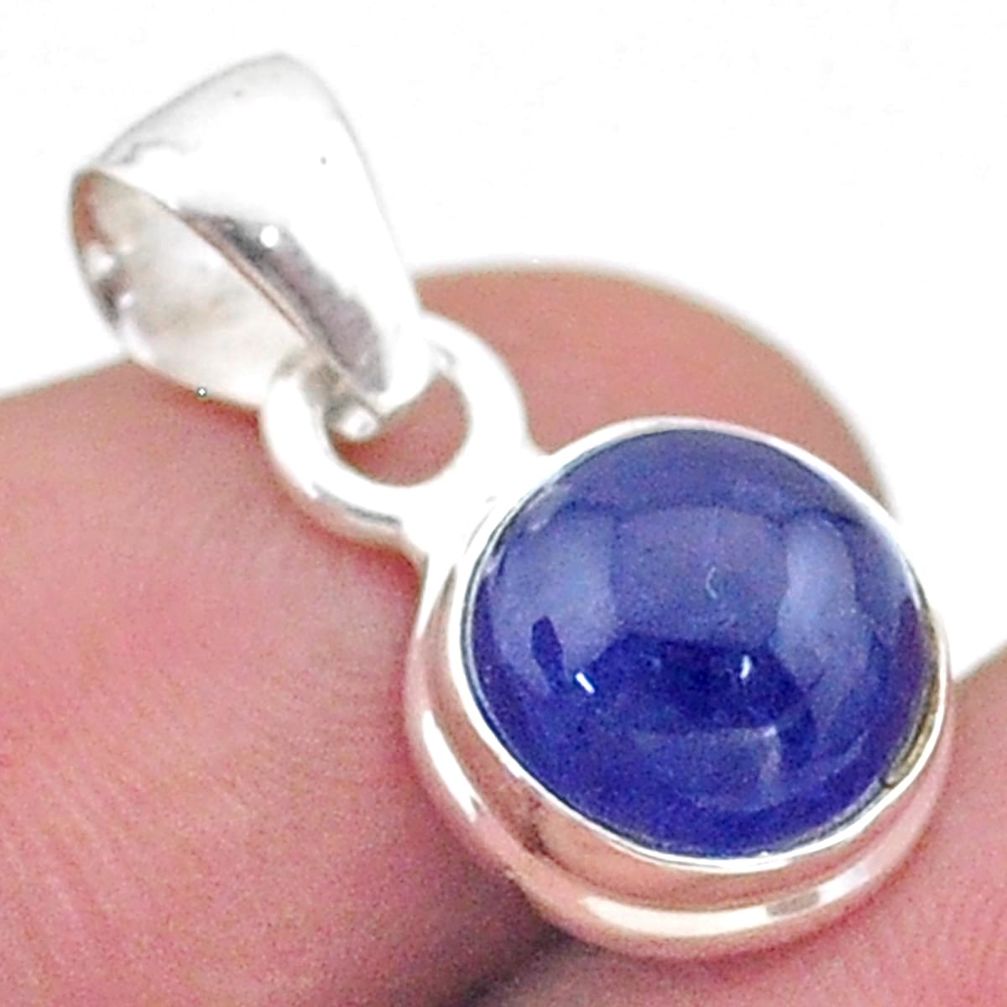 925 sterling silver 3.73cts natural blue tanzanite round pendant jewelry t44736