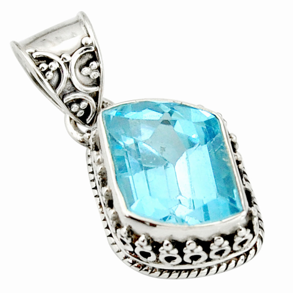 925 sterling silver 7.36cts natural blue topaz fancy pendant jewelry r20683