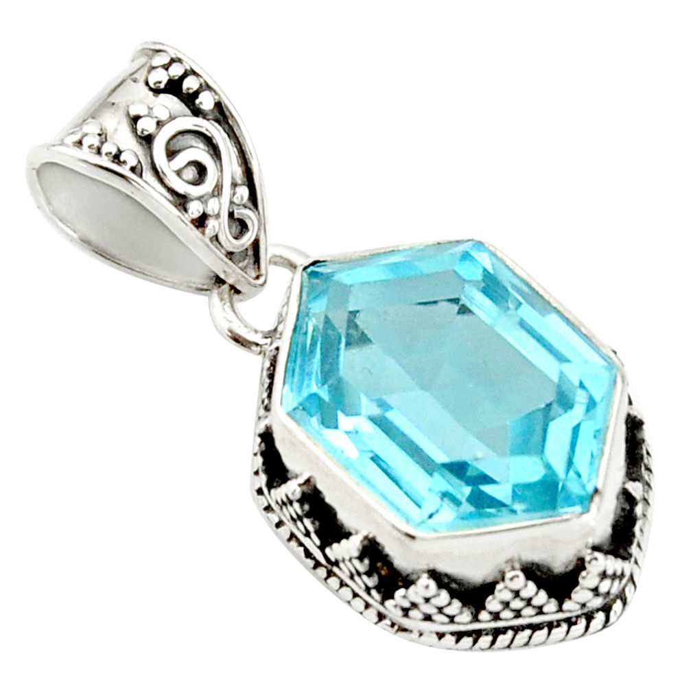 925 sterling silver 7.12cts natural blue topaz fancy pendant jewelry r20687