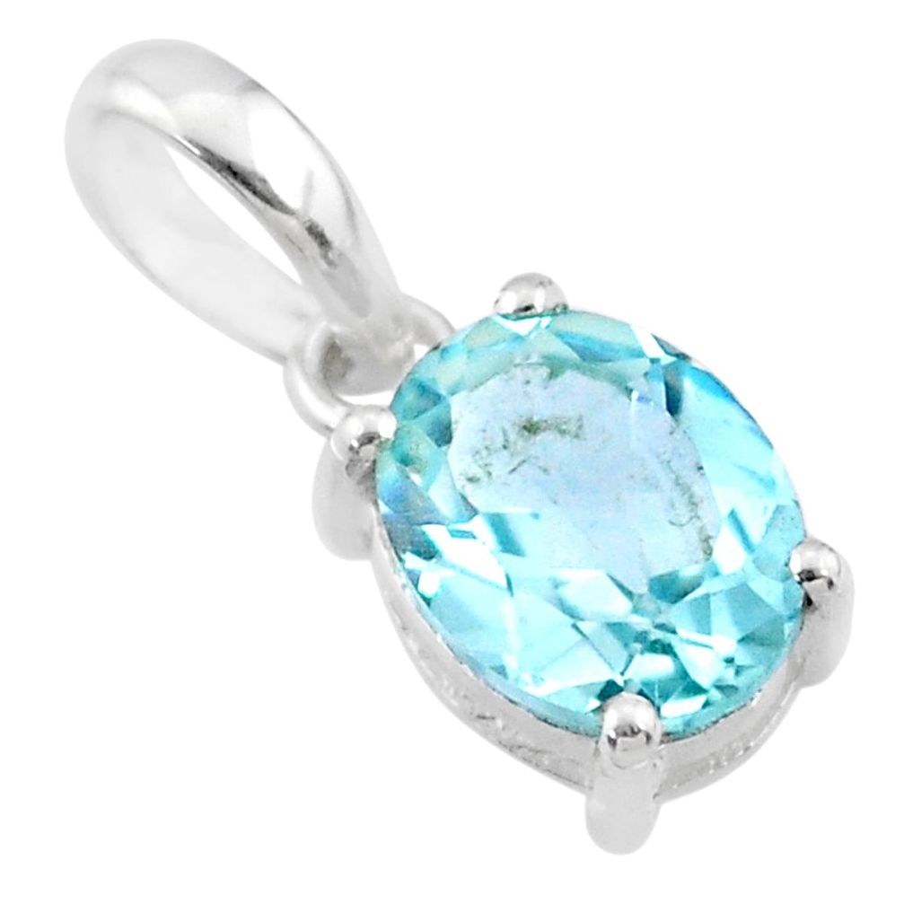 925 sterling silver 2.22cts natural blue topaz oval pendant jewelry r71434