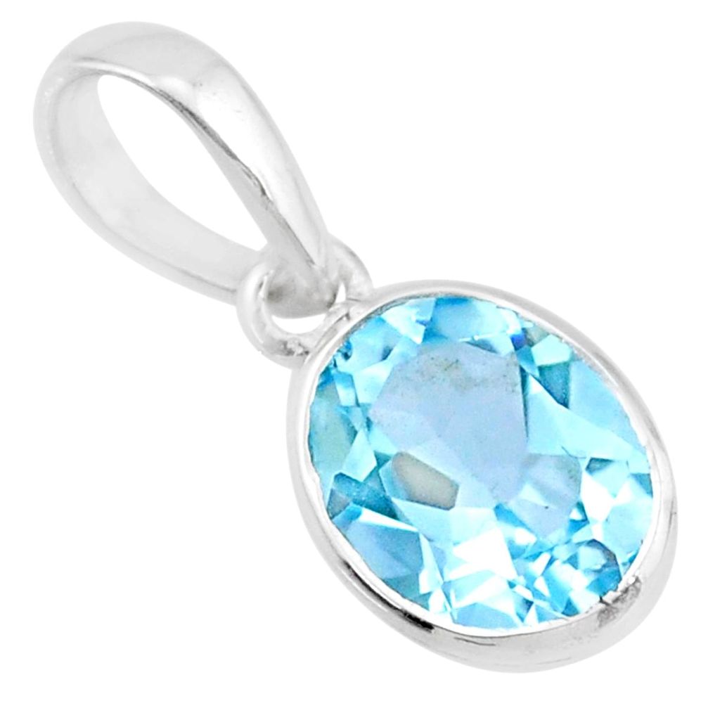 925 sterling silver 2.73cts natural blue topaz oval pendant jewelry r71456