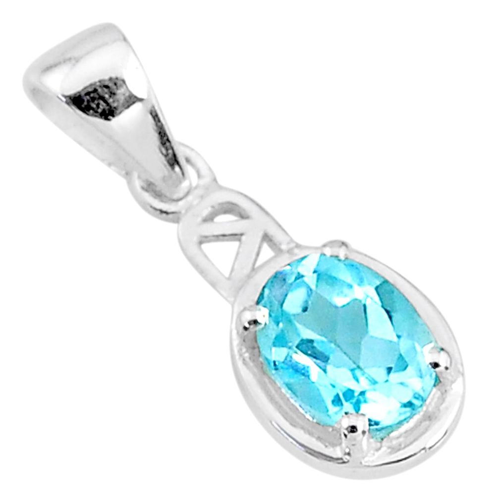 925 sterling silver 1.84cts natural blue topaz oval shape pendant jewelry t9025