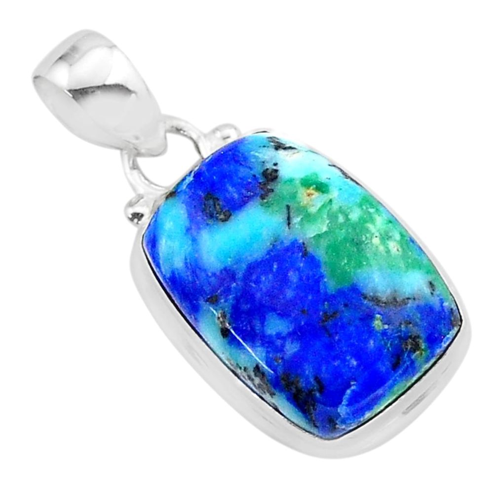 925 sterling silver 13.71cts natural blue turquoise azurite pendant t37491