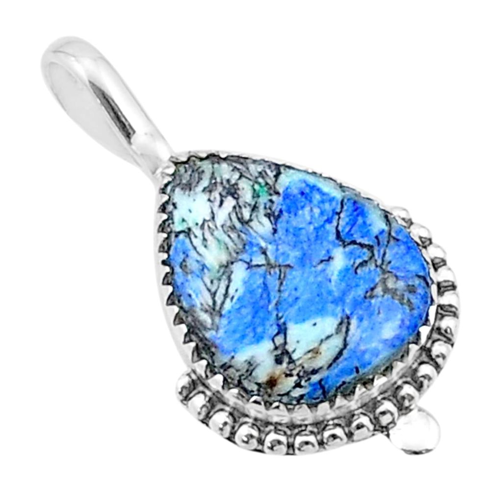 925 sterling silver 10.51cts natural blue turquoise azurite pendant u38819