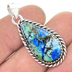 925 sterling silver 13.42cts natural blue turquoise azurite pendant u45700