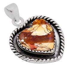925 sterling silver 8.96cts natural brecciated jasper heart shape pendant n37699