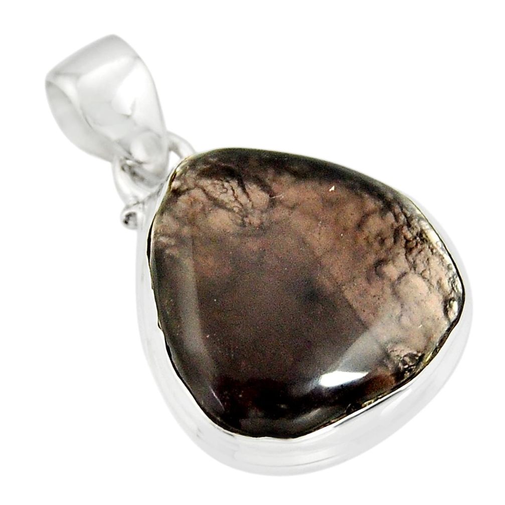 925 sterling silver 16.20cts natural brown agni manitite fancy pendant r20754