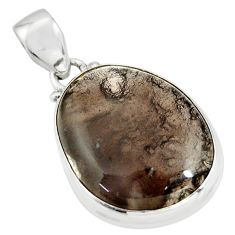 925 sterling silver 17.22cts natural brown agni manitite pendant jewelry r20757