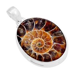 925 sterling silver 27.57cts natural brown ammonite fossil pendant jewelry y6052