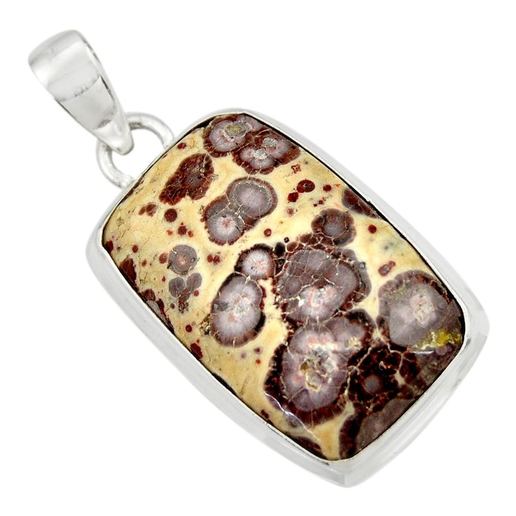 925 sterling silver 24.00cts natural brown asteroid jasper pendant d41614
