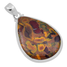 925 sterling silver 25.93cts natural brown bamboo leaf jasper pendant n31263